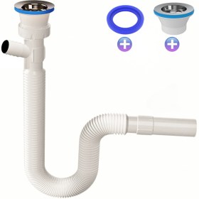 Resim Güçlü Çamaşır Makinesi Girişli Körüklü Lavabo Sifonu 