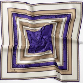 Resim Silk Home Twill Eşarp Cümbüş Desen - Mor-Gold 