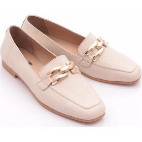 Resim Dgn 701 Kadin Aksesuarli Loafer Ayakkabi Ekru 