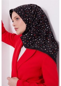 Resim Levidor Twill İpek Eşarp Mix Siyah-kırmızı 
