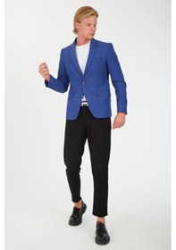 Resim Sposo 5110 Dar Kalıp Yarım Astarlı İndigo Erkek Blazer Ceket İndigo 
