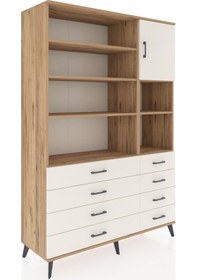Resim Hyperion Dolap 8 Raflı 8 Çekmeceli Tek Kapaklı 132x44x195 Çam-aytaşı/aytaşı Aytası/aytası 