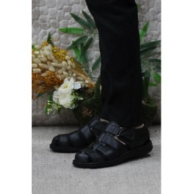 Resim Mehmet Mete 102 Siyah Kale Comfort Deri Erkek Sandalet 