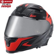 Resim Scoyco FF-871 Gri Camlı Debris Güneş Vizörlü Kapalı Kask Mat Kırmızı - Siyah 