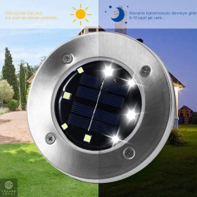 Resim Technojet Solar Güneş Enerjili 8 Ledli Kazıklı Çim Zemin Bahçe Aydınlatma 3 W Beyaz Işık (1 Adet) 