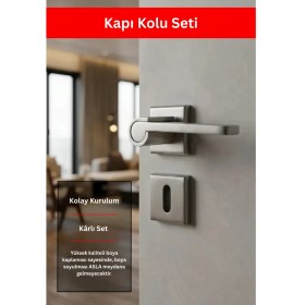 Resim Zeraf Ev Lüks Zarafet Kare Rozetli Alüminyum Kapı Kolu Oda Tipi Kapı Kulp Inoks 