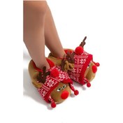 Resim Anna Kadın Hayvanlı Panduf Kahverengi 36/41 Kahve 