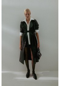 Resim Aller Parça Deri Trençkot Siyah Siyah 