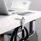Resim 1 Adet Katlanabilir Masa Kancası & Çok Fonksiyonlu Telefon Standı - Çantalar, Ceketler, Akıllı Telefonlar için Metal Katlanır Askı - Ev Ofisi ve Çalışma Alanı Düzeni için Modern Tasarımlı Yerden Tasarruf Sağlayan Seyahat Organizatörü, Taşınabilir Depolama, Çanta Aksesuarı, Metalik Bitiş, Dayanıklı Yapı, Kullanışlı Kanca 