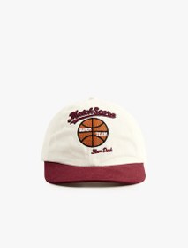 Resim Erkek Çocuk Pamuklu Basketbol Temalı Nakışlı Kep Şapka 