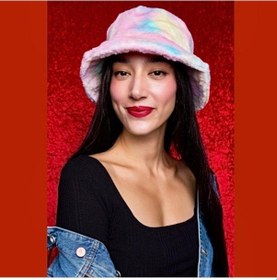 Resim Çılgıntrend Gökkuşağı Renk Peluş Balıkçı Şapkası Çok Renkli 