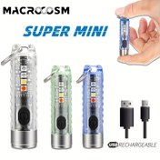 Resim MACROCOSM Süper Mini Anahtarlık Feneri - 11 Mod, 400lm Yüksek Parlaklık, USB-C Şarj Edilebilir, Manyetik, Taşınabilir El Feneri Ev, Dış Mekan, Kamp, Acil Durum Kullanımı için Kırmızı ve Mavi Uyarı Işığı ile, Şarj Edilebilir El Feneri 