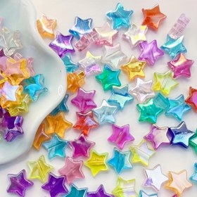 Resim 100 Adet Akrilik Iridescan Yıldız ve Kalp Boncukları, DIY Takı Yapımı El Sanatları Malzemeleri, Kolye Yapımı için Yaratıcı Aksesuar Boncuk Kiti, Sanat ve El Sanatları Malzemeleri 