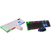 Resim Rogfer Zgb G21b Renkli Glow Usb Kablolu Klavye Mouse Seti Siyah - Siyah Optik 