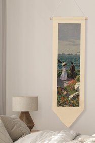 Resim Duvar Halısı Pinterest Oda Dekoru, Monet Sanat Serisi, 100cm Kanvas Flama Askılı Duvar Örtüsü NO:599 - Renkli - 22 / 30 x 100 