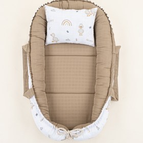Resim Babynest ve Yastık - Çift Taraflı - Toprak Muslin - Kahverengi Ördek 