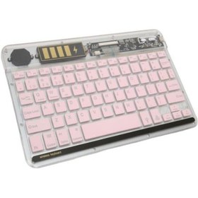 Resim Emh Store Zr612 Rgb Şeffaf Pembe Bluethooth Klavye 