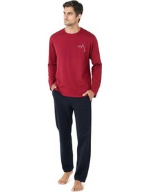 Resim Pierre Cardin Erkek Yeni Sezon Bisiklet Yaka Baskılı Uzun Kollu Pamuk Pijama Takımı Ch.pc.6.103.c0-bordo-s Çok Renkli 