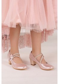 Resim Kiko Kids Aisha Günlük Kız Çocuk 4 Cm Topuklu Abiye Ayakkabı Pudra Pudra 
