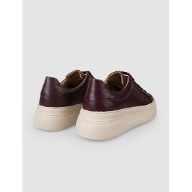 Resim Cabani %100 Hakiki Deri Bordo Bağcıklı Kadın Sneaker 