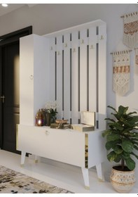 Resim Resital Portmanto Vestiyer - Gp7001-1 - Beyaz Gold Beyaz 