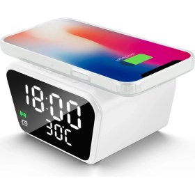 Resim Pazariz Digital Masa Saati 15 Watt Wirelles Kablosuz Şarj Çalar Saat Alarmtermometre Çok Fonksiyonlu 
