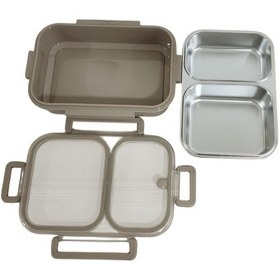 Resim Aryıldız Bento Dikdörtgen 2 Bölmeli Lunch Box Yemek Termosu Vizon 1000 Ml Kahve 