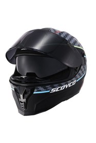Resim Scoyco Double Ve Güneş Vizörlü Full Face Motosiklet Kaskı 