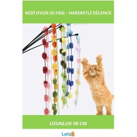Resim 50 Cm Çıngıraklı Kedi Oyun Oltası Eğlenceli Kedi Oyuncağı 