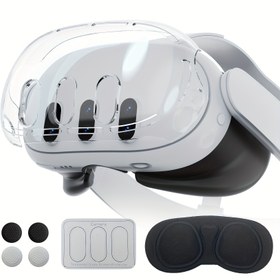 Resim AOLION Meta Quest 3 VR Başlık Aksesuar Seti: Dayanıklı ABS Koruyucu Kılıf, Kristal Berraklığında Lens Kapağı, Temperli Cam Ekran Koruyucu & Konfor Pedleri - Havalandırma Yarıklarıyla Şık Tasarım 