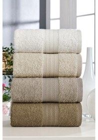 Resim 4 Lü Havlu Seti 50 90 Cm El Yüz Havlusu Bej 