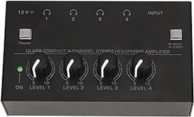 Resim Kulaklık Amplifikatörü 4 Kanal Kulaklık Amplifikatörü Dış Mekan Performansı İçin Düşük Gürültü 4 Yollu 100-240V (AB Fişi) 