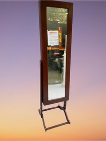 Resim Boy Ayna Takı Dolap Model Ahşap Parlak Ceviz Boya Natüre Klasik A 