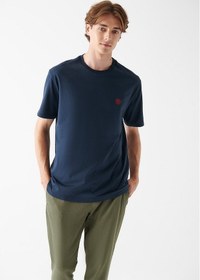 Resim Mavi Mühür Logo Nakışlı Lacivert Tişört Loose Fit / Bol Rahat Kesim 067074-33207 Lacivert 