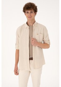 Resim U.S. Polo Assn. Erkek Krem Comfort Fit Cepli Gömlek 50306383-VR071 