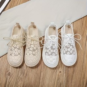 Resim Kadın Bağcıklı Loaferlar, Düz Renk Kumaş Penny Loafer, Düz Burun, Her Mevsim Rahatlık, PVC Taban, Elde Yıkanabilir - Günlük Düz Ayakkabılar 