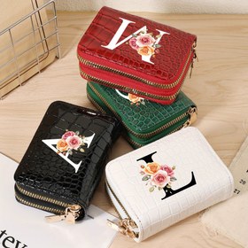 Resim Şık ve Zarif Kadın Kredi Kartı Cüzdanı - Büyük Kapasiteli Çift Fermuarlı Çoklu Kartlık A-Z Harf Baskılı & Çiçek Desenli, Hafif Naylon Astar, Altın Ton Fermuarlar & Zincir Detayları ile Günlük ve Resmi Etkinlikler için (Beyaz), Dokulu Yüzey, Seyahat Gereçleri, Dayanıklı Yapım, Kompakt Düzenleyici, Minimalist Kullanıcılar İçin 