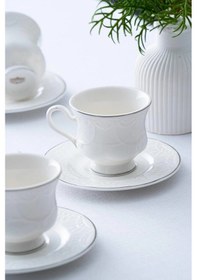 Resim Acar Syt-06064 Veronıca 6 Lı Çay Fincan Takımı Gümüş Beyaz - Gümüş 