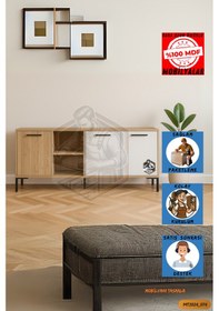 Resim Tamamı Mdf Sinem 3 Kapaklı Çift Renkli Çok Amaçlı Konsol Salon 