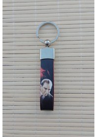 Resim Özel Üretim Ataturk Siluetli K.Ataturk İmzali Hakiki Deri Anahtarlik 