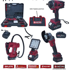 Resim Daflong PRO 4'LÜ 1600NM TORKLU+ MATKAP+6 KADEME DEVİR AYARLI TAŞLAMA+LASTIK ŞİŞİRME POMPASI DFL-276 