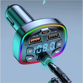 Resim TEKNETSTORE Araç Bluetooth 5.0 Fm Transmitter Cihazı Oto Çakmaklık Şarj Aleti Uyumlu Müzik MP3 Çalar 