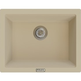 Resim Polex Cristalüx Granit Evye P-09 Bej Tezgah Altı Ve Tezgah Üstü Kare Mutfak Evyesi 55.5x43.5 CM 