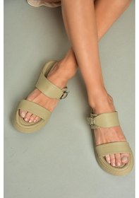 Resim Fox Shoes U555050403 Bej Hakiki Deri Kalın Tabanlı Kadın Terlik Bej-hakiki Deri Çok Renkli 