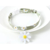 Resim Soulader Papatya Desenli Çanlı Kedi Tasması Şık Ve Ayarlanabilir Yavru Kedi Yakaları Evcil Hayvan Aksesuarları Doğal Deri Kedi Tasma 