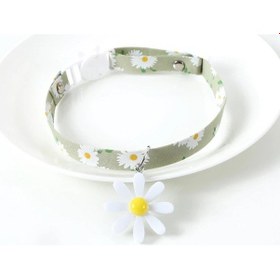 Resim Soulader Papatya Desenli Çanlı Kedi Tasması Şık Ve Ayarlanabilir Yavru Kedi Yakaları Evcil Hayvan Aksesuarları Doğal Deri Kedi Tasma 