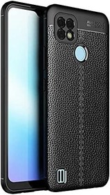 Resim Nevarium Realme C21 Uyumlu Kılıf Deri Dokulu Kamera Korumalı Silikon - Siyah 