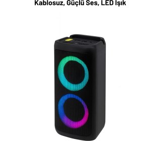 Resim Rgb LED Işıklı Bluetooth Hoparlör - Kablosuz, Güçlü Ses, Tws, Fm Radyo, Çoklu Bağlantı ve Şarjlı Pil 