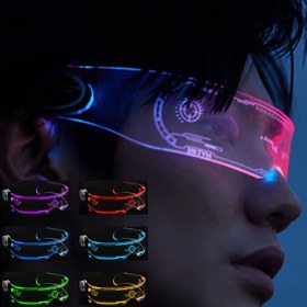 Resim LED Işıklı Gözlükler - Partiler, Müzik Festivalleri & Gece Dışarı Çıkışları için 7 Renkli Cyberpunk Bilim Kurgu Gözlükleri - Dayanıklı Plastik Çerçeve 