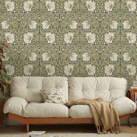 Resim 1 Adet Şık Vintage Çiçekli Duvar Kağıdı - Yapıştır & Soy, Su Geçirmez Vinil, Kolay Uygulanır & Çıkarılır, Koyu Arka Plan Beyaz Çiçeklerle, 44.96cm x 199.9cm - Oturma Odası, Mutfak, Yatak Odası Dekoru, Sevimli Oda Dekoru İçin İdeal 